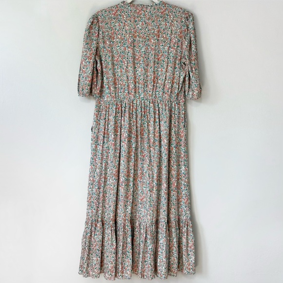 Beau & Ro Annika Floral Midi Dress Prairie Cottagecore Pastel Spring Summer - Picture 5 of 10